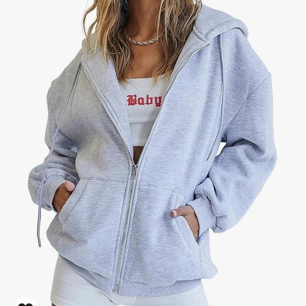 EFAN WOMENS CUTE HOODIE TEEN GIRL FALL JACKET OVERSIZED SWEATSHIRT CASUAL ZIP UP